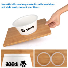 FOREYY ceramic cat bowl with non-slip band prevents sliding during meals.