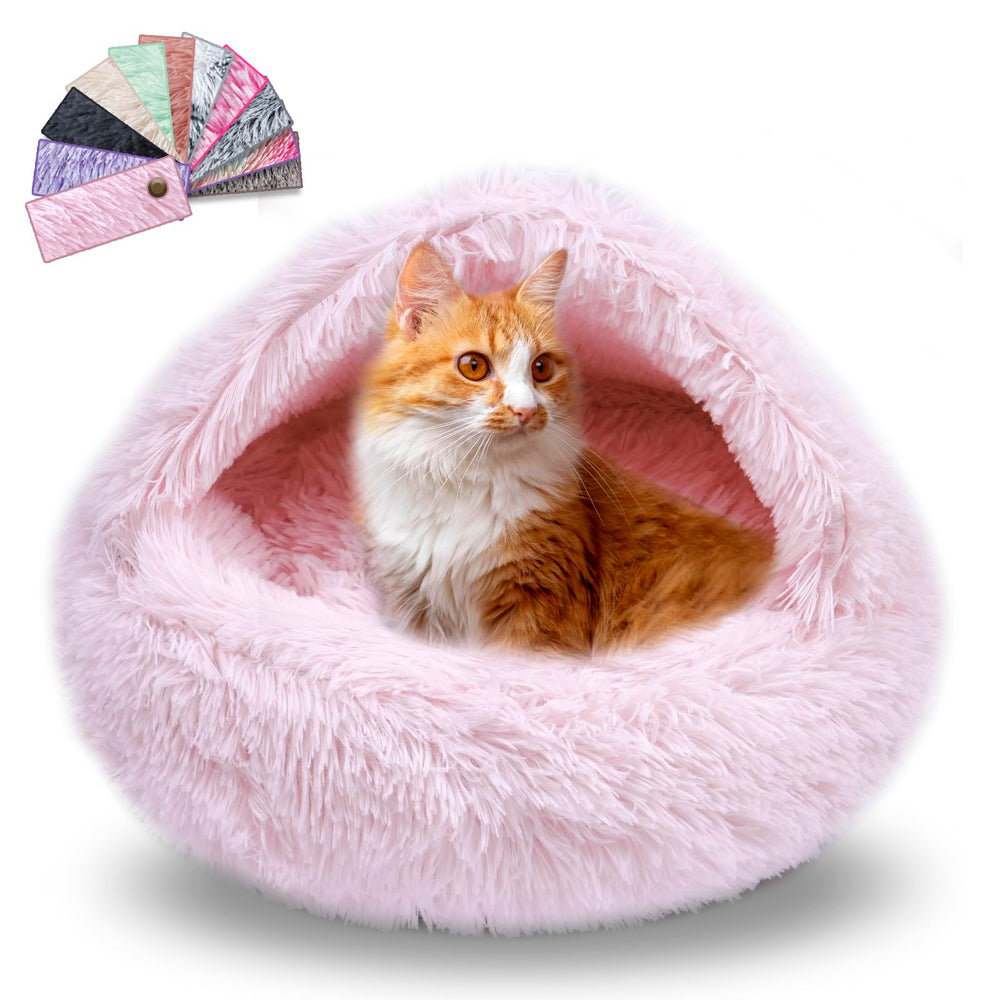 FORMYCATIE cat bed round cover closeup shows plush texture for cozy nesting