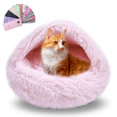 FORMYCATIE cat bed round cover closeup shows plush texture for cozy nesting