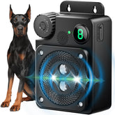 FORNIHE ultrasonic bark box front view shows a compact weatherproof deterrent for quieter yards.
