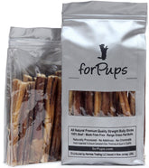 forPups Regular bully sticks package shows nearly odorless, natural beef chew for small dogs