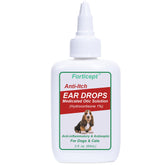 Forticept ear drops bottle ready for application to soothe irritated ears.