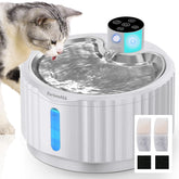 FortuneALL wireless cat water fountain front view highlights cordless design for flexible placement.