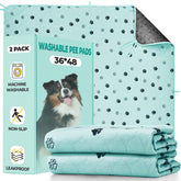Fostanfly Washable Dog Pee Pad 2-Pack packaging highlights reusable, easy-care design.
