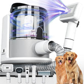 FOTING 5-in-1 dog grooming vacuum setup highlights an all-in-one tool for efficient pet grooming.