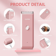 Founouly Pink clipper side with guards shows adjustable trimming options
