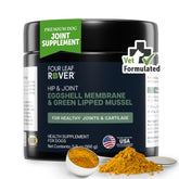 FOUR LEAF ROVER hip-joint-dog-supplement-bottle: supports mobility during daily activities.