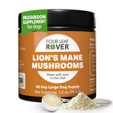 Four Leaf Rover Lion's Mane dog bottle pour boosts cognitive support potential.
