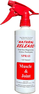 Four Oaks Farm Ventures Natural Release bottle ready for targeted spray relief of sore muscles