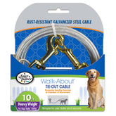 Four Paws Heavy Weight Tie Out Cable silver 10ft keeps large dogs safely outdoors.
