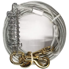 Four Paws Heavy Weight Tie Out Cable in yard keeps dog safely exploring