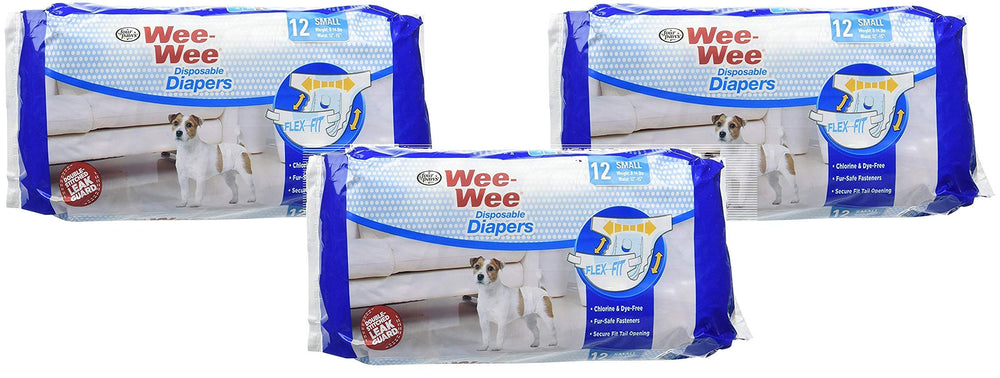 Four Paws Wee-Wee small disposable dog diapers offer reliable protection for indoor accidents.