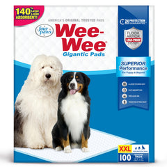 Four Paws Wee-Wee pad giant size coverage assists large dogs with easy training and cleanup.