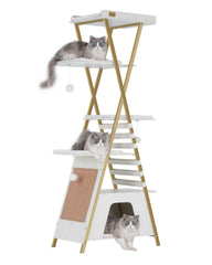 FourFurPets 72.4-inch cat tree top perch for cozy lounging and observing the room.