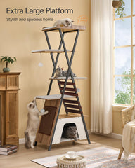 FourFurPets camel brown cat tree private apartments provide quiet retreats for cats
