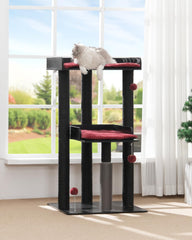 FourFurPets cat tree 43-7 self groomer delivers gentle massage for fur upkeep