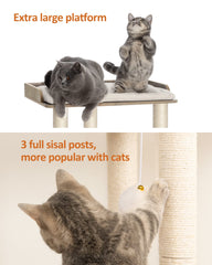 FourFurPets cat tree base shows oversized base with non-slip stability.