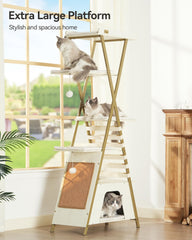 FourFurPets cat tree with sisal scratching boards promotes healthy scratching and play.