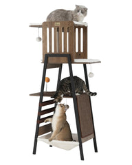 FourFurPets modern cat tree 58-inch perch for large cats offers a commanding resting spot.