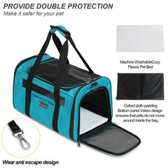 Fourouda blue cat soft sided carrier bottom plate provides sturdy travel support