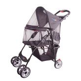 FOURPAW full-window stroller front view with breathable mesh for pet comfort on walks