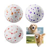FOXMM E-TPU dog balls 3-pack closeup highlighting durable chew action for aggressive chewers.