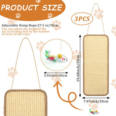 Foxtell sisal scratching mats hanging on door demonstrate space-saving mounting flexibility.