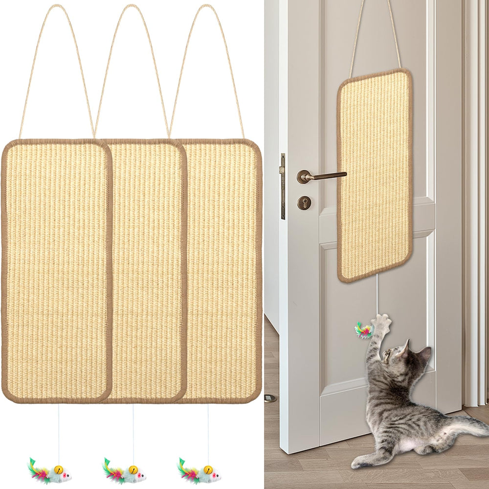 Foxtell sisal door scratching mats set provides versatile enrichment for indoor cats.