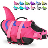 Fragralley dog life jacket shark design boosts visibility for safer beach outings.