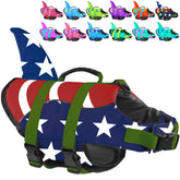 Fragralley Shark Fin Dog Life Jacket front view enhances visibility and safety during swims.