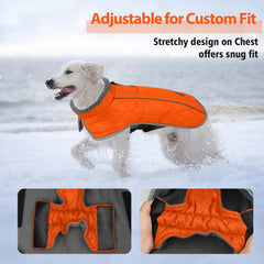 Fragralley waterproof leash-hole dog coat allows leash attachment without wet gear.