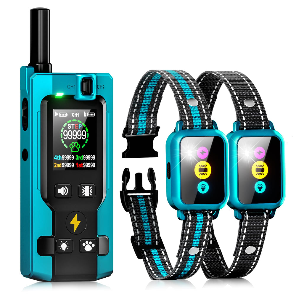 Frayo dog shock collar step-counter display shows training progress and activity