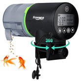 FREESEA Aquarium feeder with digital display shows scheduled meals for precise feeding.