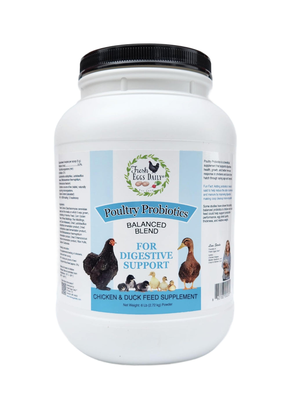 Fresh Eggs Daily Poultry Probiotics bag 6lb ready for easy feeding and probiotic delivery.