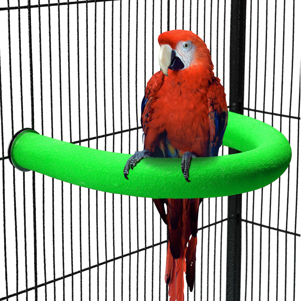 FrgKbTm U-Shape Parrot Perch Stand green offers space-saving play for cages.