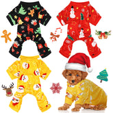 Frienda Christmas dog pajamas with snowman pattern front view keeps small dogs warm on winter walks