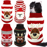 Frienda Christmas dog sweaters Santa pattern knit fabric for festive photos and warmth.