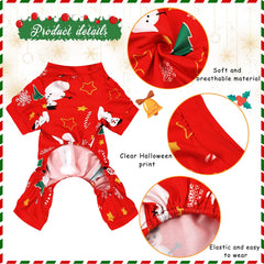 Frienda pijama para perro navidad Santa trasera, diseño festivo para fotos.