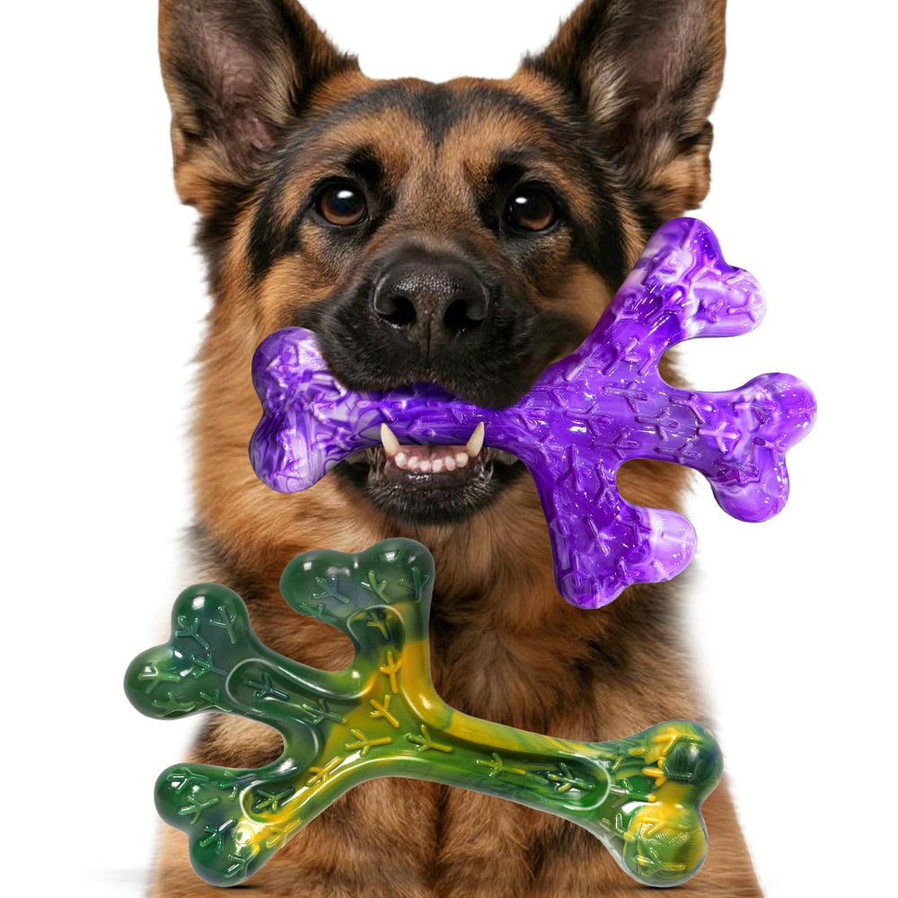 Frienhund beef bacon two-pack pack shot highlights durable chew for aggressive chewers.