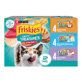 Friskies Tasty Treasures Prime Filets variety pack served in a bowl showing moisture-rich meals
