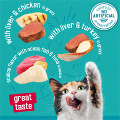 Friskies Tasty Treasures Prime Filets turkey serving with savory gravy