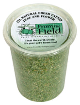 From The Field catnip leaf blend tub front for long-lasting freshness and playful enrichment.