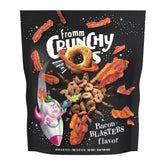 Fromm Crunchy Os Bacon Blasters bag front highlights premium bacon-flavored dog treats.