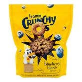Fromm Crunchy Os Blueberry Blasts bag front featuring chicken treats for training rewards.