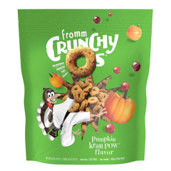 Fromm Crunchy Os Pumpkin Kran Pow bag shows wholesome turkey-based snack ideal for training rewards