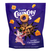 Fromm Crunchy Os Smokin' CheesePlosions bag closeup showing crunchy pork treats for training rewards