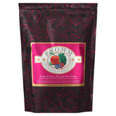Fromm Four-Star Pork & Peas bag closeup highlights premium ingredients for balanced nutrition.