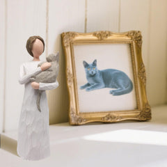 FRUMOASA escultura gato consolación de vida, recuerdo atemporal.