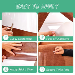 FTSTC anti-cat-scratch protector medium 17x6 on chair, fits tight spaces.