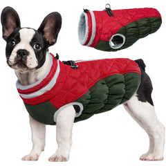 FUAMEY dog coat front view shows waterproof protection for chilly walks.